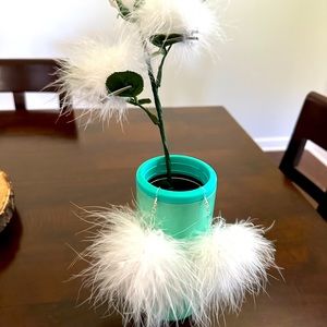 Feather fluff earrings and hair clips white rave